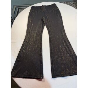 LIVI FOR LANE BRYANT Black Gold Sparkle Glitter Flare Pants Wicking 18 20